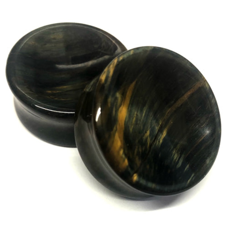 Blue Tiger Eye Concave Plugs 2 gauge (6mm) Blue Tigers Eye