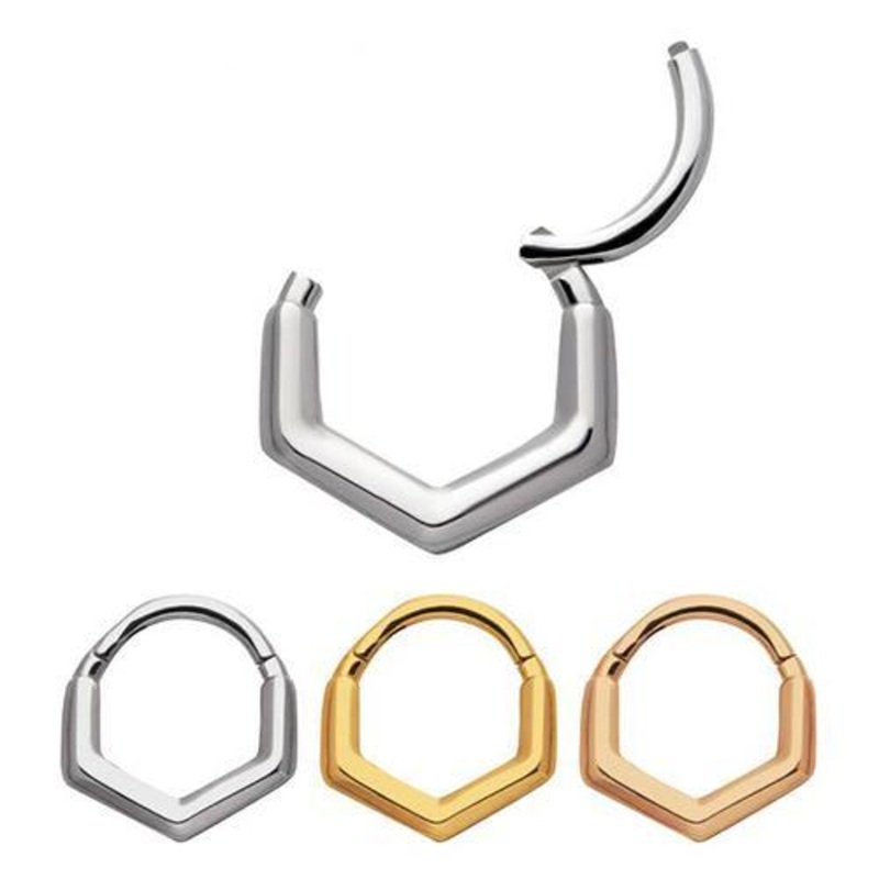 Chevron Hinged Segment Ring 16g – 9/32″ diameter (7mm) Stainless Steel
