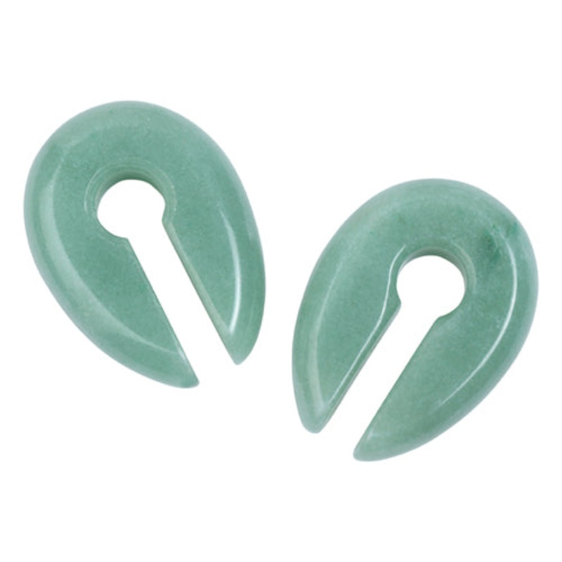 Green Aventurine Keyhole Ear Weights 2 gauge (6mm) Green Aventurine Pair