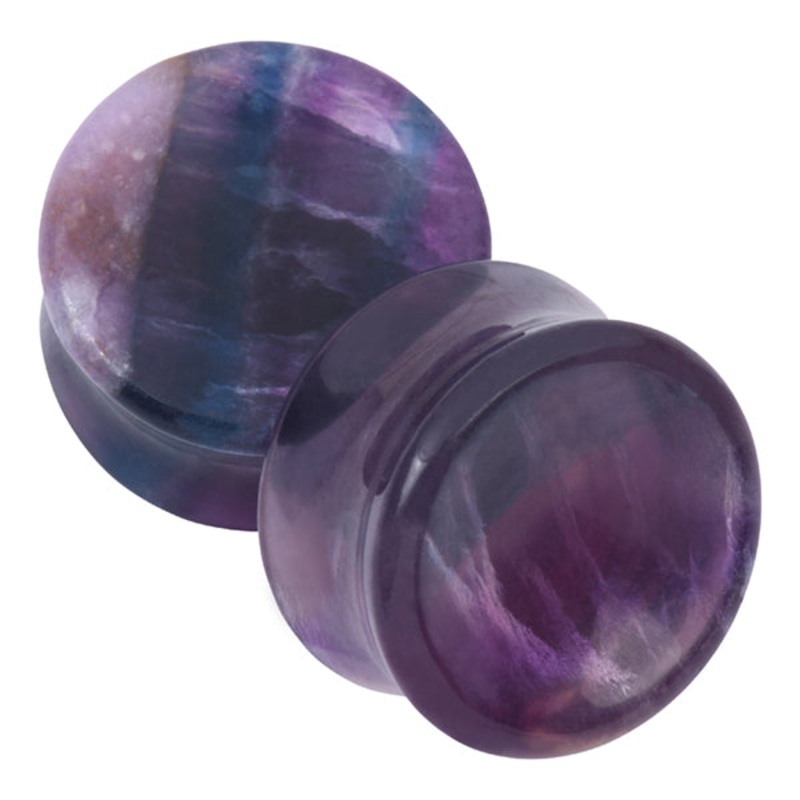 Rainbow Fluorite Concave Plugs 3/4 inch (19mm) Rainbow Fluorite