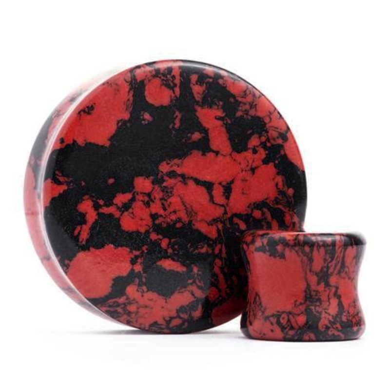 Red & Black Turquoise Plugs 2 gauge (6mm) Red & Black Pair
