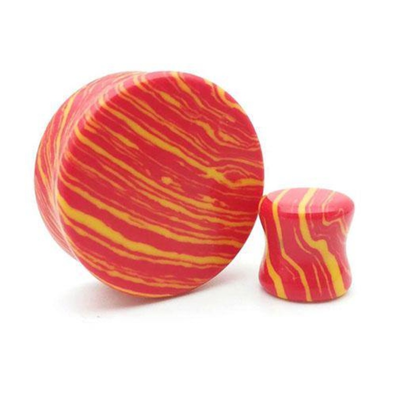 Red & Yellow Turquoise Plugs 2 gauge (6mm) Red & Yellow Pair