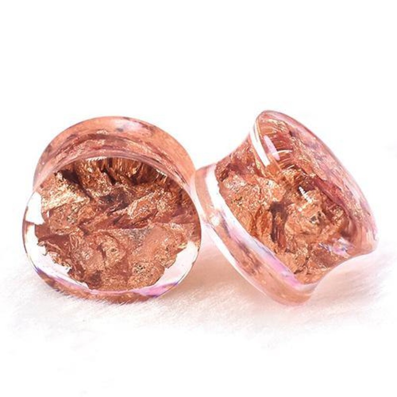 Rose Gold Foil Plugs 00 gauge (10mm) Rose Gold Pair