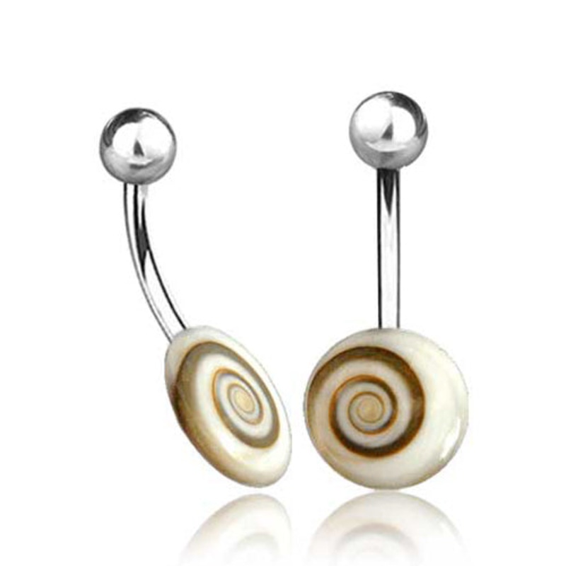 Shiva Eye Belly Ring 14g – 3/8″ long (10mm) Shell Stainless Steel