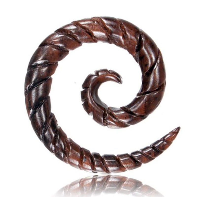 Twisted Narra Wood Spirals 6 gauge (4mm) Narra Wood Pair