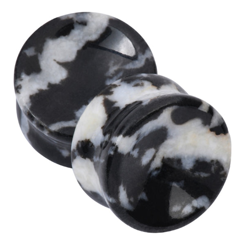Zebra Jasper Concave Plugs 3/4 inch (19mm) Zebra Jasper