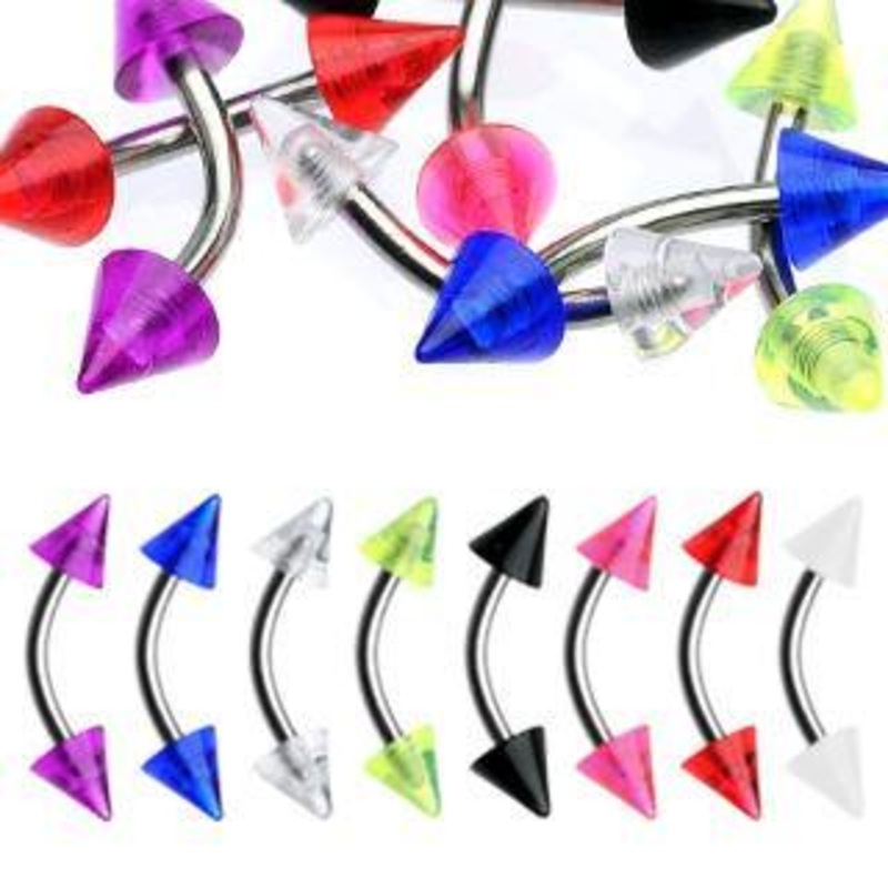 16g Acrylic Cones & Stainless Curved Barbell 16g – 5/16″ long (8mm) – 3mm cones Black