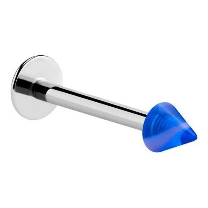 16g Acrylic Spiked Labret 16g – 5/16″ long (8mm) – 3mm ball Black Stainless Steel