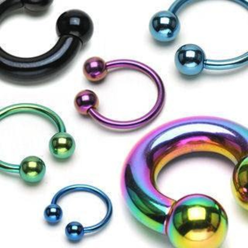 2g Rainbow Circular Barbell 2g – 15/32″ diameter (12mm) – 10mm balls Rainbow Stainless