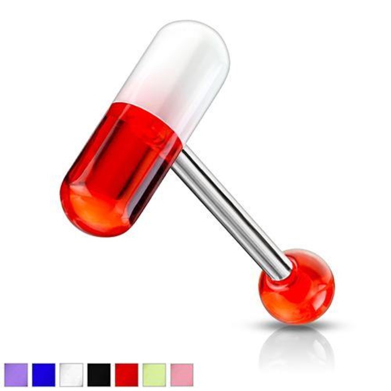 Acrylic Gelcap Tongue Barbell 14g – 5/8″ long (16mm) Black