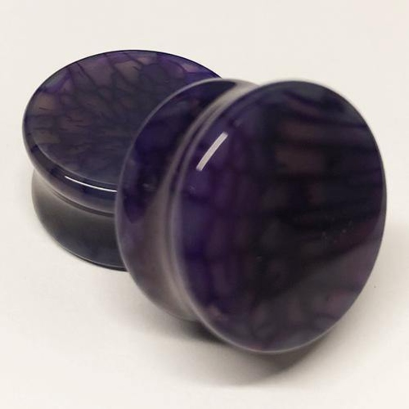 Purple Dragon Vein Agate Plugs 2 gauge (6mm) Purple Pair