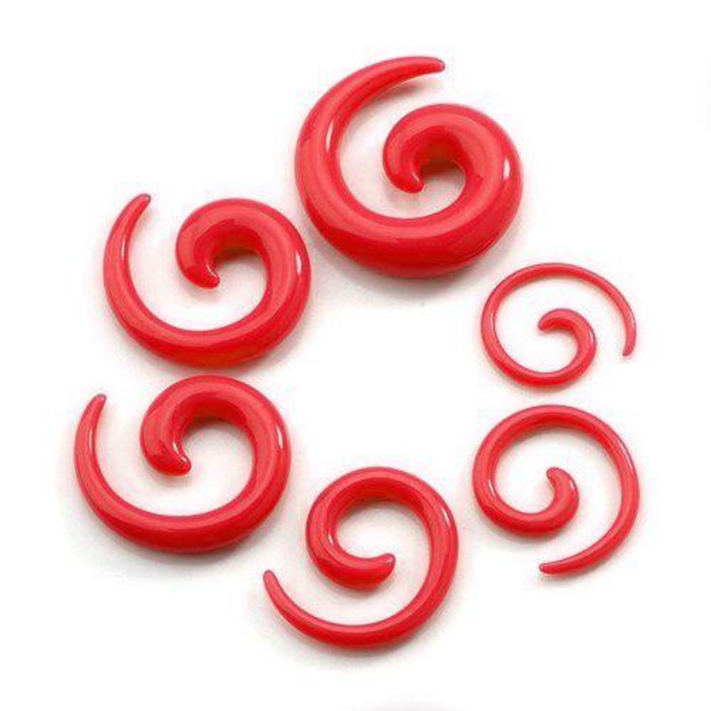 Red Acrylic Spirals 12 gauge (2mm) Red Pair