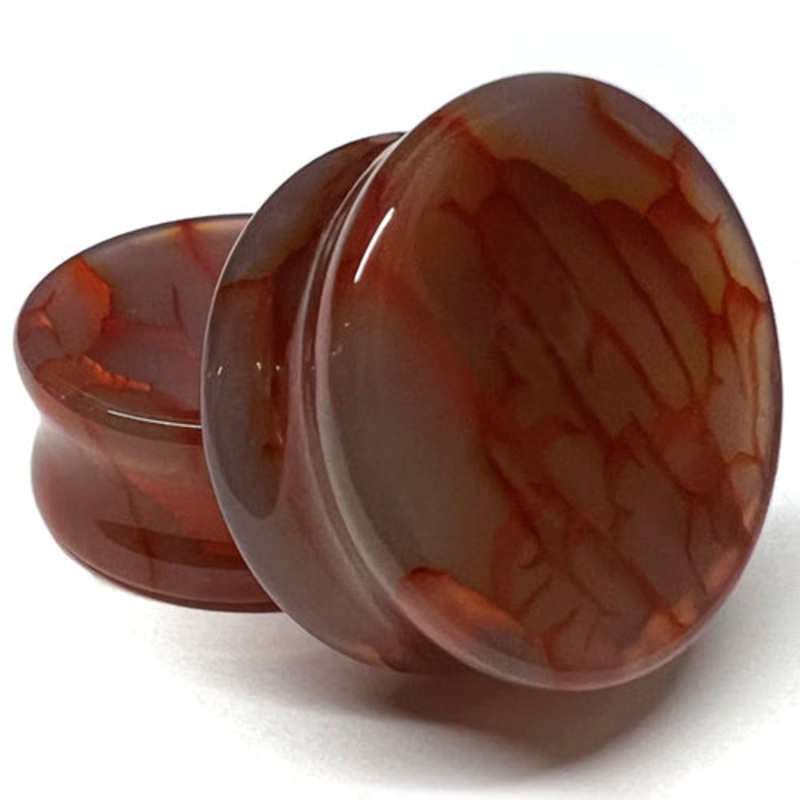 Red Dragon Vein Agate Plugs 2 gauge (6mm) Red