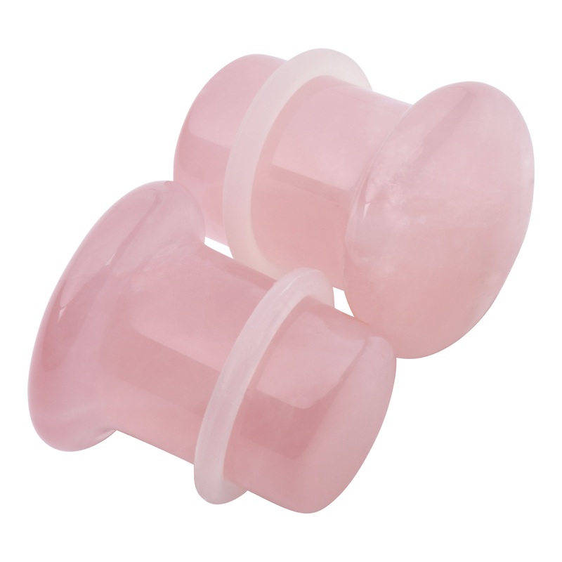 Rose Quartz Single Flare Plugs 8 gauge (3mm) Rose Quartz