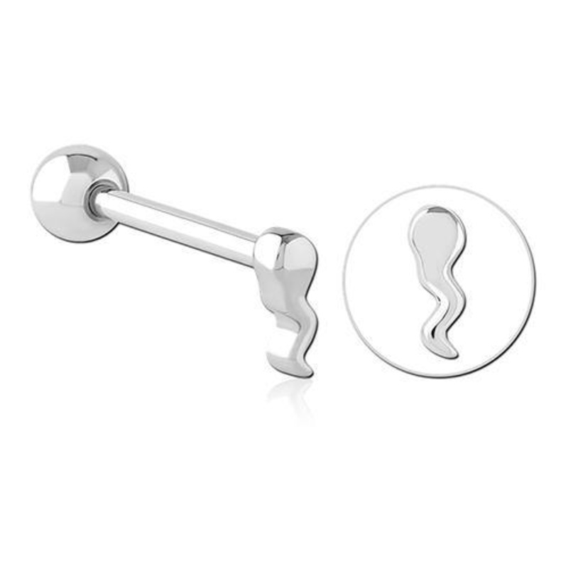 Sperm Stainless Tongue Barbell 14g – 5/8″ long (16mm) Stainless Steel