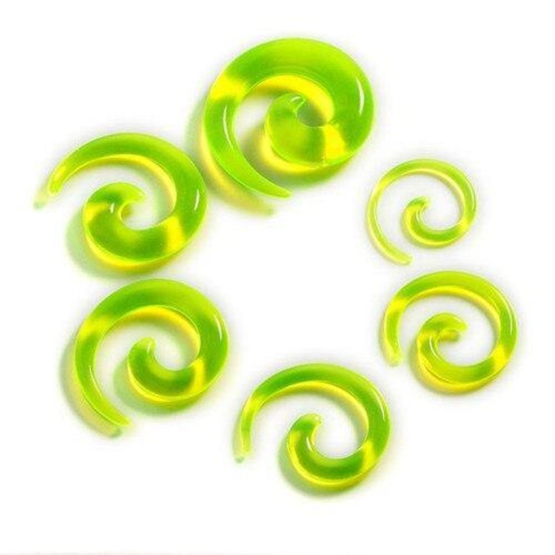Transparent Light Green Acrylic Spirals 6 gauge (4mm) Light Green Pair