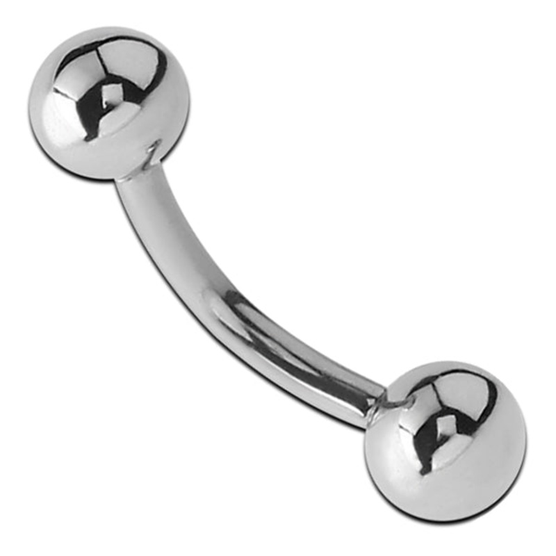 0g Stainless Curved Barbell (internal) 0g – 1/2″ long (13mm) – 13mm balls Stainless Steel