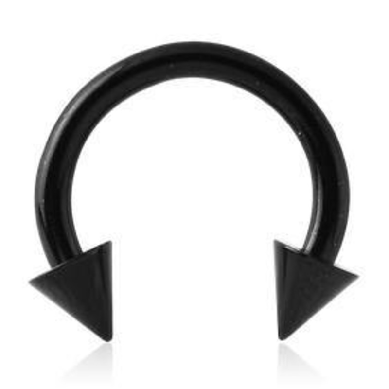 12g Spiked Black Circular Barbell 12g – 15/32″ diameter (12mm) – 5x5mm cones Black Stainless