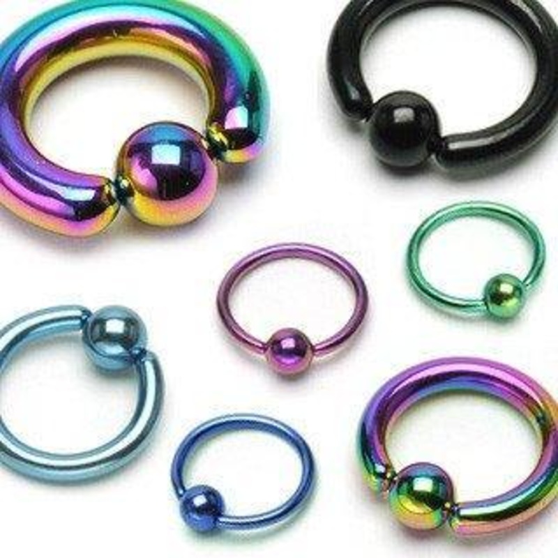 14g PVD Coated Captive Bead Ring 14g – 5/16″ diameter (8mm) – 4mm bead Blue