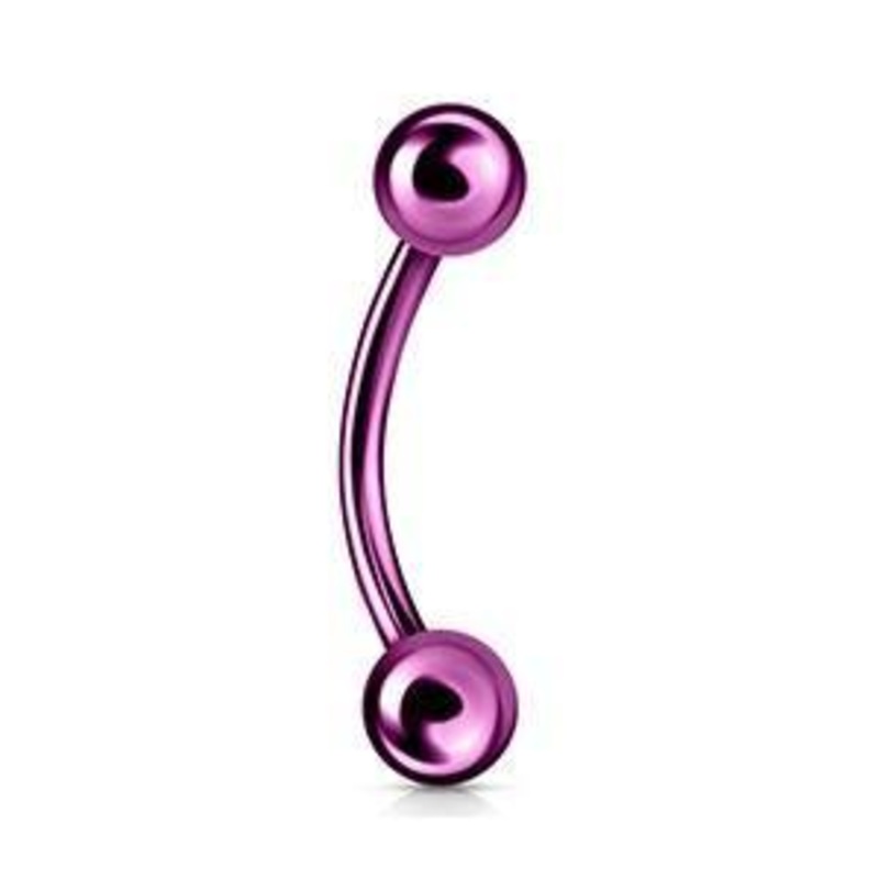 14g PVD Coated Curved Barbell 14g – 3/8″ long (10mm) – 4mm balls Blue