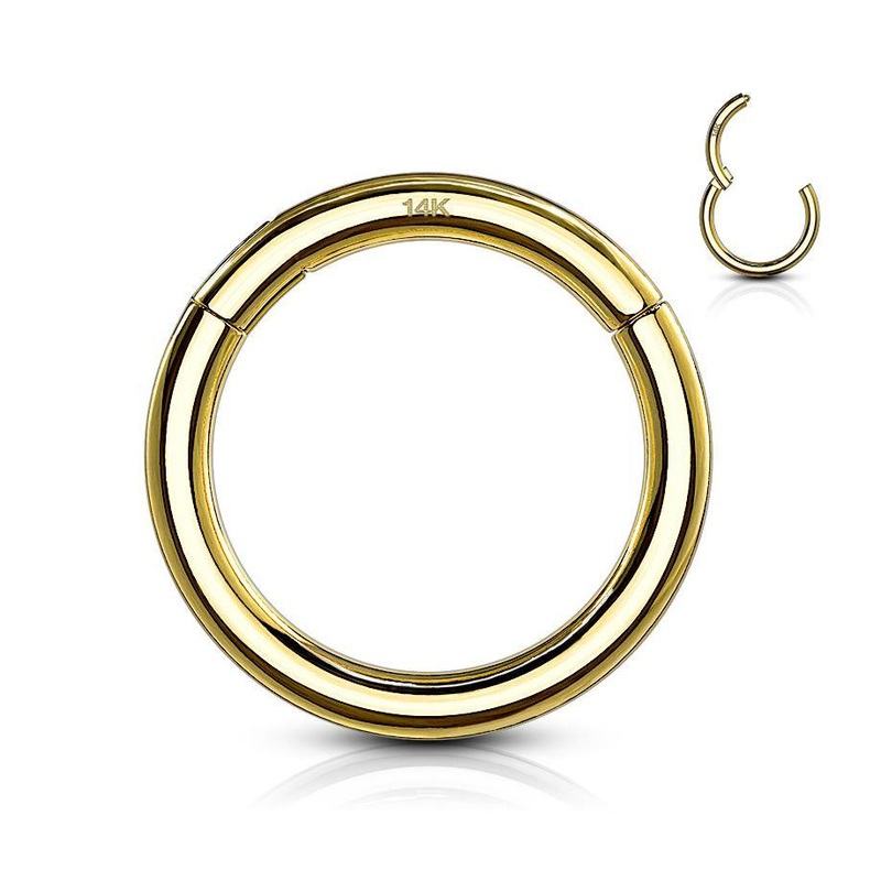 14g Yellow 14k Gold Hinged Segment Ring 14g – 5/16″ diameter (8mm) Yellow 14k Gold
