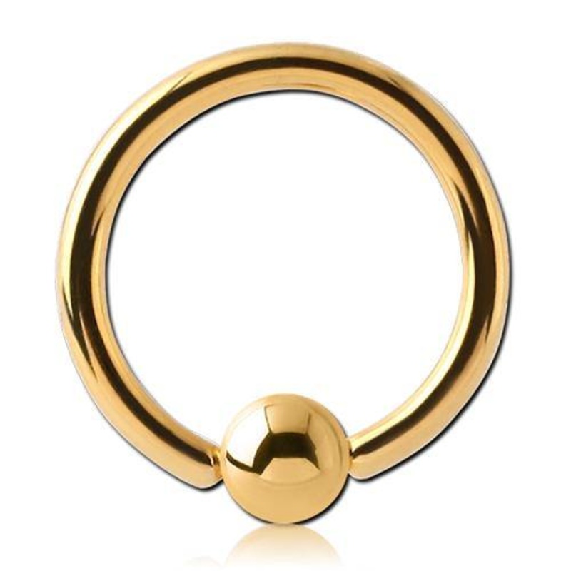 18g Gold Captive Bead Ring 18g – 1/4″ diameter (6mm) – 3mm bead Gold Stainless