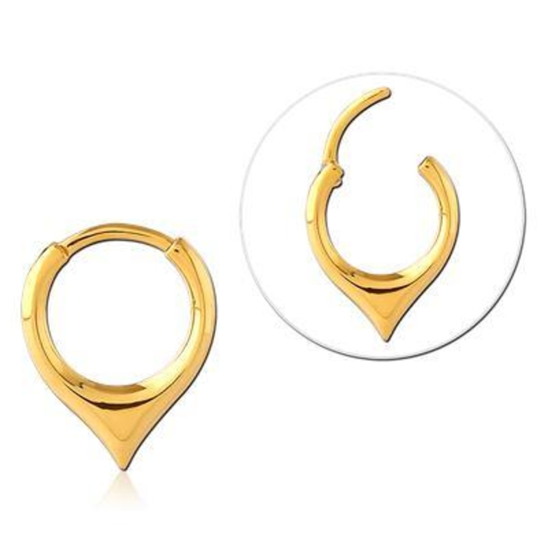Pointed Gold Hinged Segment Ring 16g – 5/16″ diameter (8mm) Gold Stainless