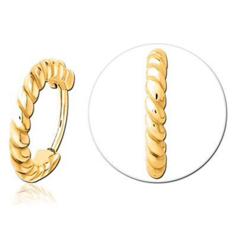 Rope Gold Hinged Segment Ring 16g – 5/16″ diameter (8mm) Gold Stainless