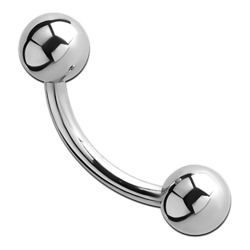 12g Stainless Curved Barbell 12g- 1/4″ long (6mm) – 5mm balls Stainless Steel