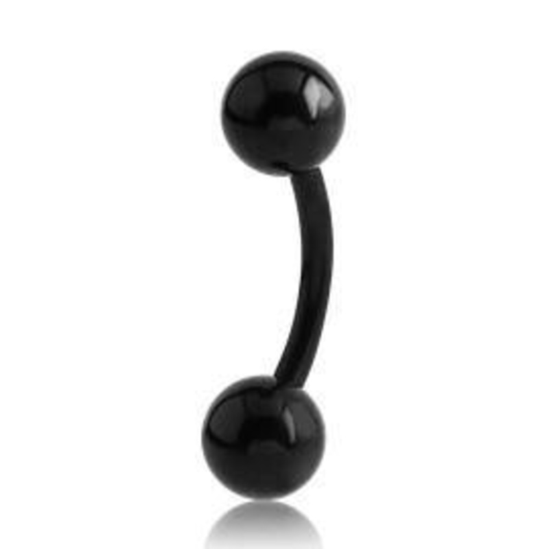 14g Black Curved Barbell 14g – 1/4″ long (6mm) – 4mm balls Black Stainless