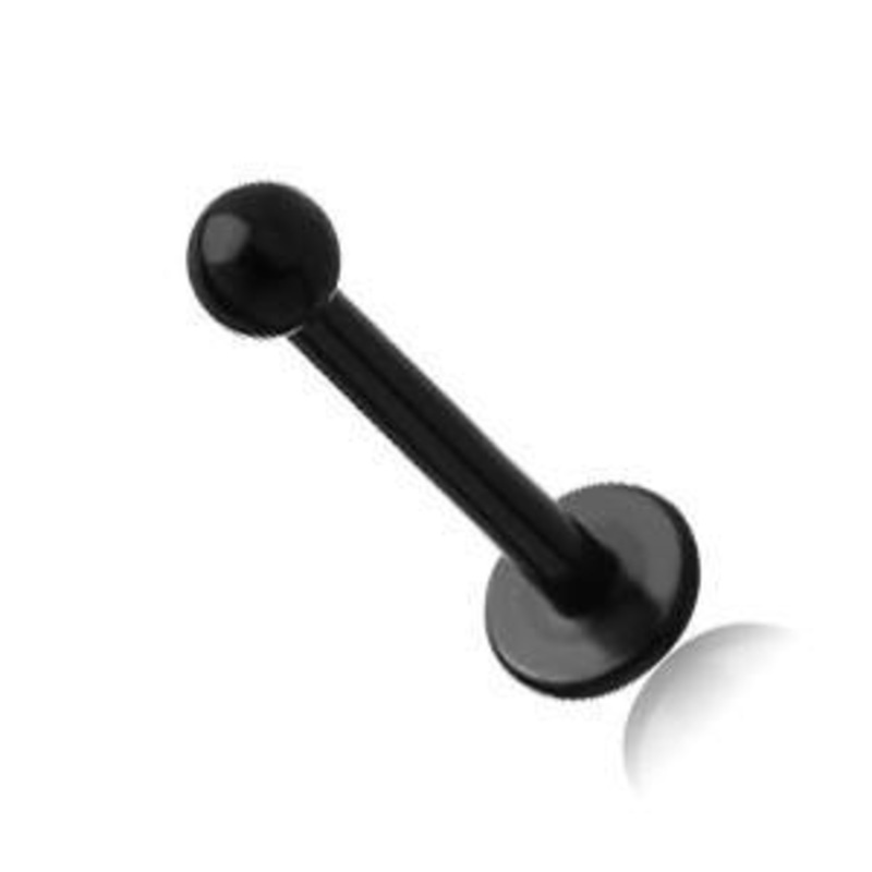 14g Black Labret 14g – 1/4″ long (6mm) – 3mm ball Black Stainless