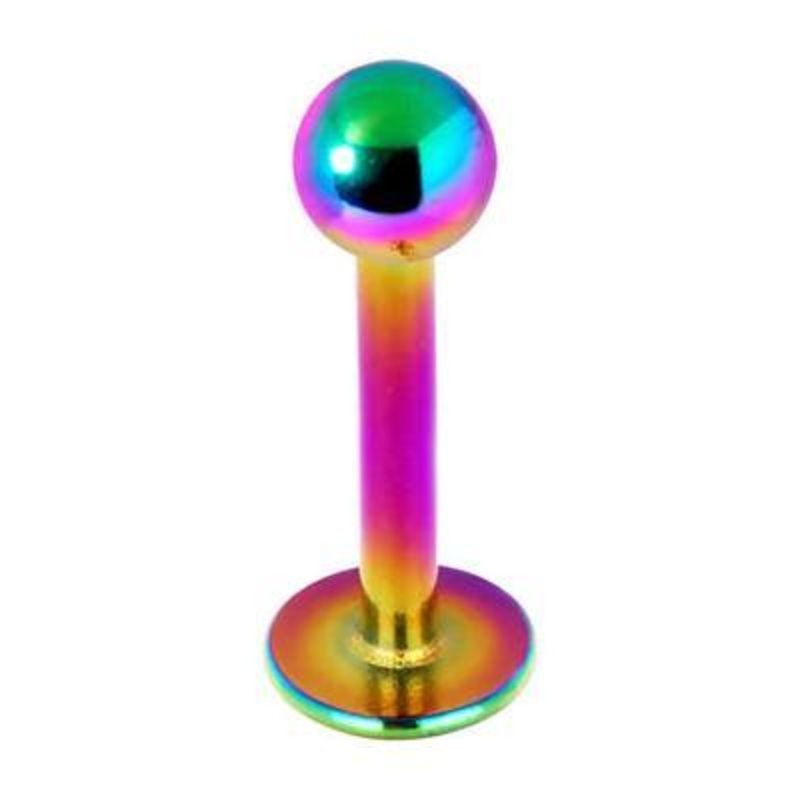 14g Rainbow Titanium Labret 14g – 1/4″ long (6mm) – 4mm ball Rainbow