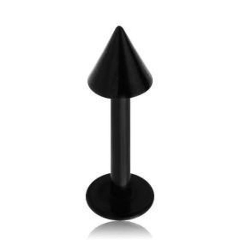 14g Spiked Black Labret 14g – 1/4″ long (6mm) – 3x3mm cone Black Stainless