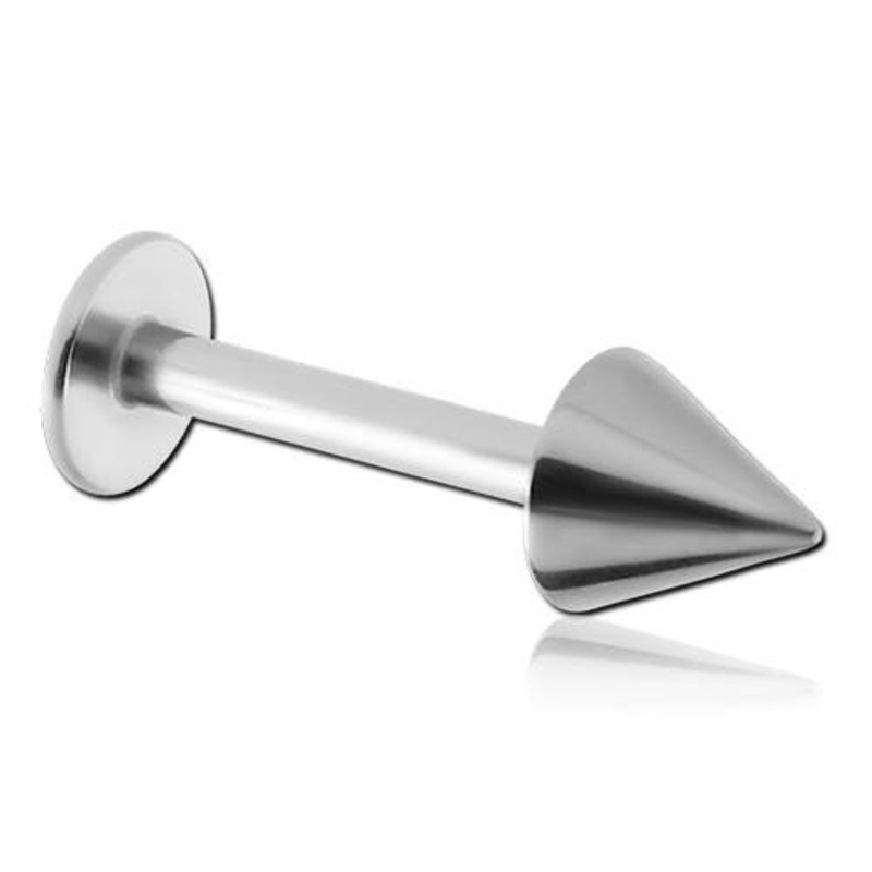 14g Spiked Stainless Labret 14g – 1/4″ long – 4x4mm cone Stainless Steel