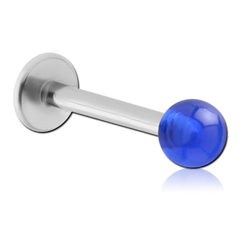 16g Acrylic & Titanium Labret 16g – 5/16″ long (8mm) – 3mm ball Black
