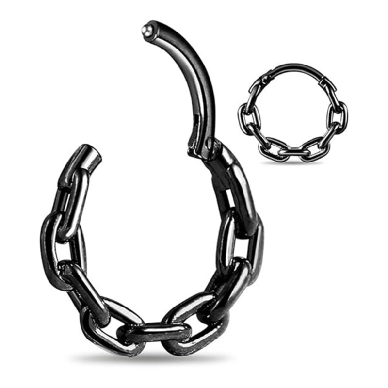 16g Black Chain Hinged Segment Ring 16g – 5/16″ diameter (8mm) Black Stainless