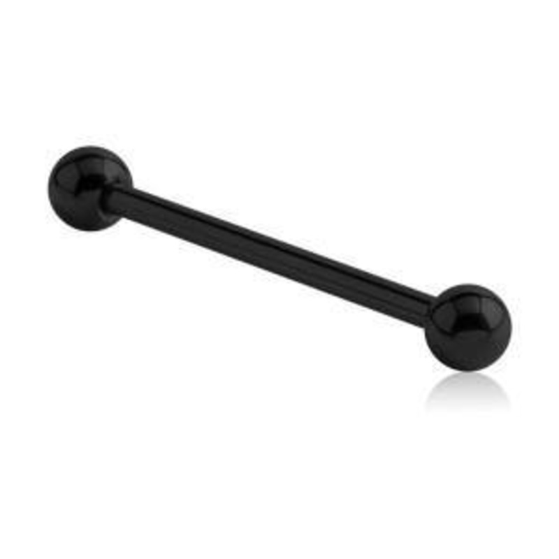 16g Black Titanium Straight Barbell 16g – 1/4″ long (6mm) – 3mm balls Black