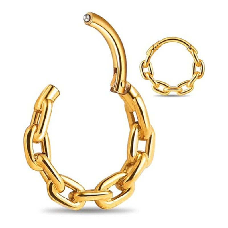 16g Gold Chain Hinged Segment Ring 16g – 5/16″ diameter (8mm) Gold Stainless
