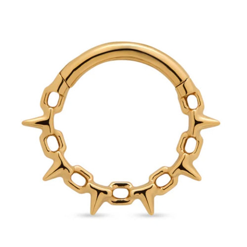 16g Gold Spike Chain Hinged Segment Ring 16g – 5/16″ diameter (8mm) Gold Stainless