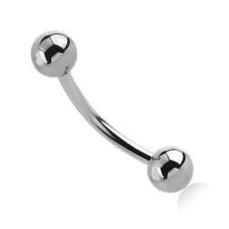18g Stainless Curved Barbell 18g – 1/4″ long (6mm) – 3mm balls Stainless Steel