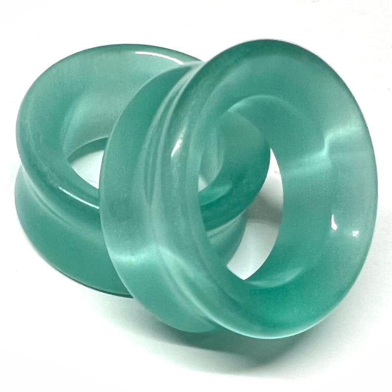 Aqua Cat’s Eye Tunnels 2 gauge (6mm) Aqua