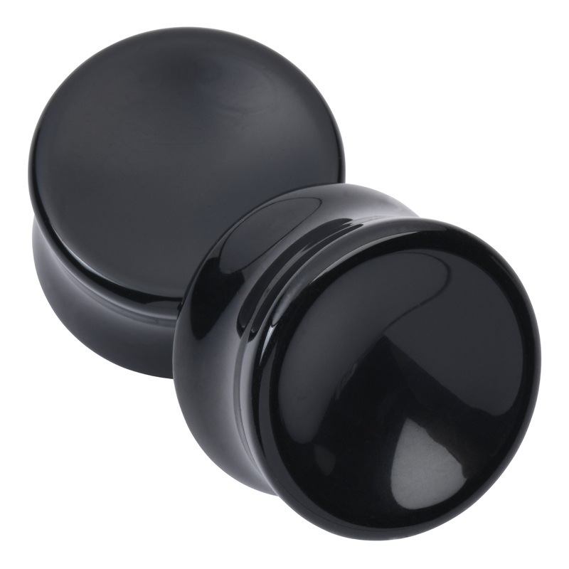 Black Obsidian Concave Plugs 2 gauge (6mm) Black Obsidian