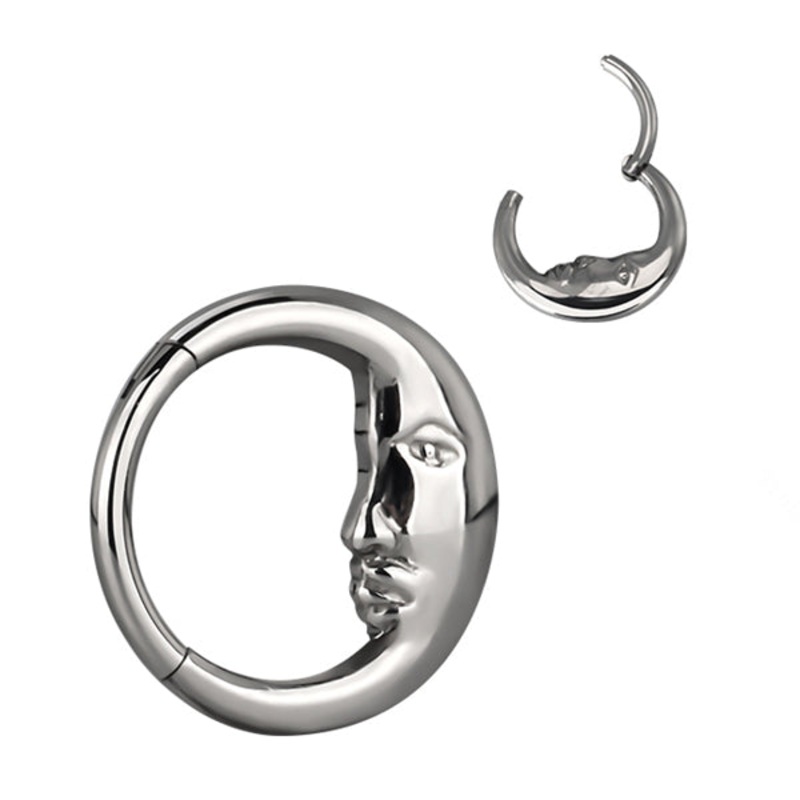 Crescent Moon Stainless Hinged Ring 16g – 5/16″ diameter (8mm) Stainless Steel