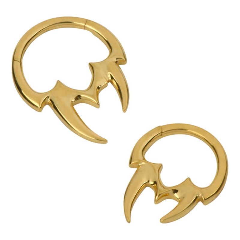 Cyber Sigil Fangs Gold Titanium Hinged Ring 16g – 5/16″ diameter (8mm) Gold Titanium
