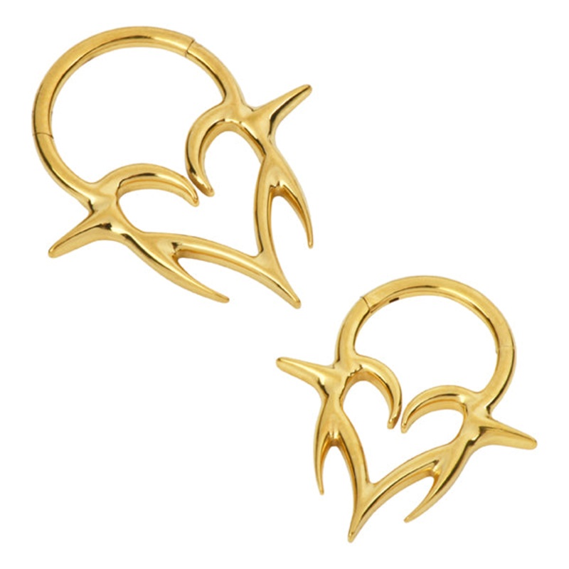Cyber Sigil Heart Gold Titanium Hinged Ring 16g – 5/16″ diameter (8mm) Gold Titanium