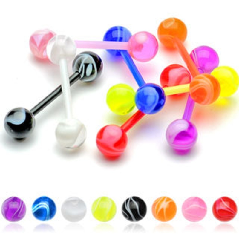 Marbled Bioflex Barbell 14g – 5/8″ long (16mm) Black