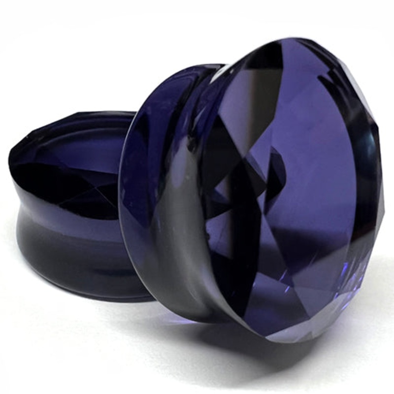 Purple Glass Faceted Plugs 2 gauge (6mm) Purple