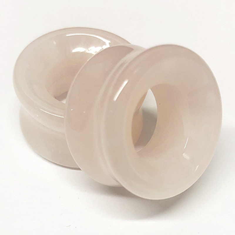 Rose Quartz Tunnels 2 gauge (6mm) Rose Quartz Pair