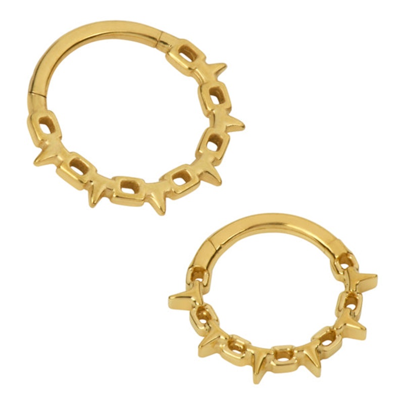Spiked Chain Gold Titanium Hinged Ring 16g – 5/16″ diameter (8mm) Gold Titanium