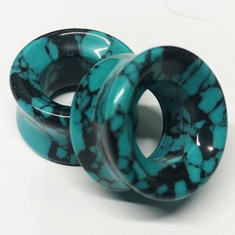 Teal Turquoise Tunnels 2 gauge (6mm) Teal Turquoise Pair